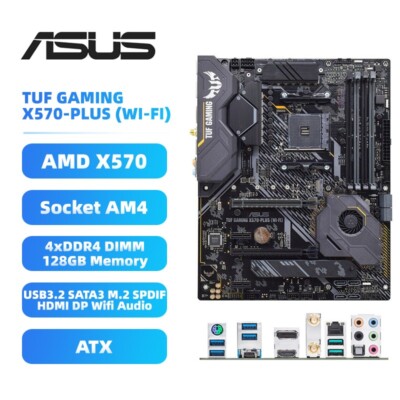 AMD X570 Gaming Motherboard ASUS TUF GAMING X570-PLUS (WI-FI) AM4 DDR4 HDMI 