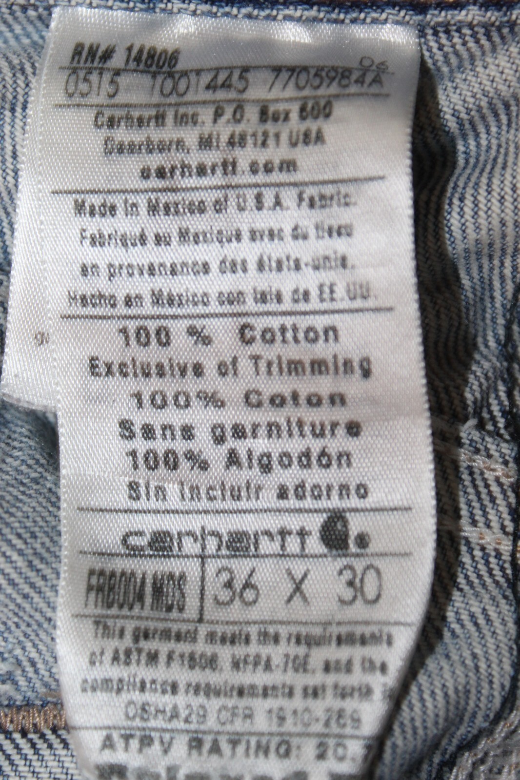 LOT of 7 CARHARTT (FR) Fire Resistant CAT 2 ATPV Rating Jeans Various