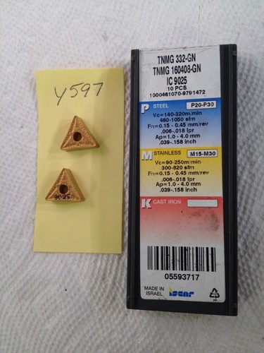 3 NEW ISCAR TNMG 332-GN / TNMG 160408-GN CARBIDE INSERTS. GRADE: IC9025. (Y597)