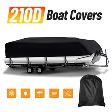 NEVERLAND Heavy Duty Trailerable Pontoon Boat Cover for Winter Outside Storage