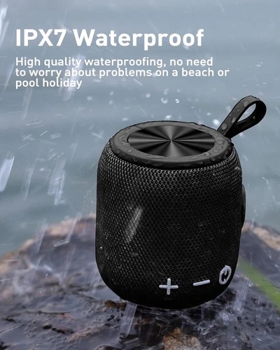 FIGMASU Bluetooth Speaker, Portable Speakers Mini Bluetooth 5.0 BLACK - Picture 2 of 7