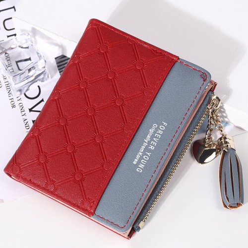 Mujeres Carteras de Cuero Plegable Borla Bolso Pequeño Portatarjetas Bolso de Mano Regalo - Imagen 12 de 17