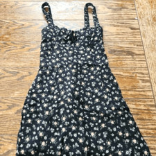 Reformation black&pink floral tie neck sleeveless mini dress sz 4