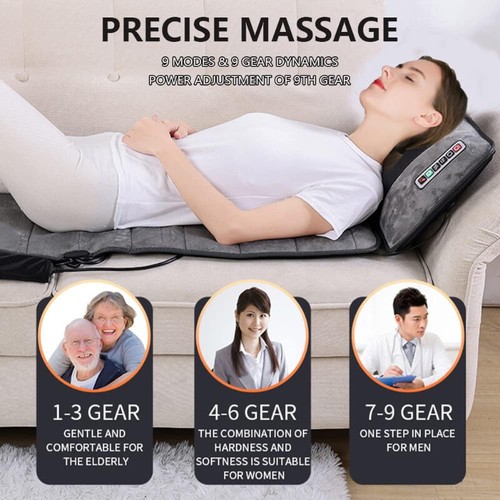 10 Vibrating Motors Massage Mat-Full Body Heated Massage Mattress Neck Cushion- - Picture 8 of 10