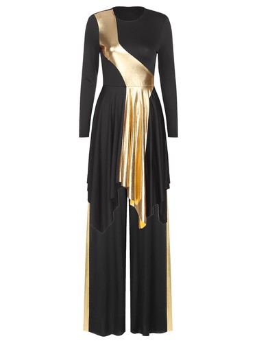 Women Liturgical Dance Dresses Metallic Color Block Tunic with Worship Pants - Picture 7 of 68
