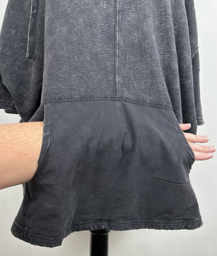 Nuevo con etiquetas Top con Capucha Mono B Mineral Wash Manga Corta Talla Única Negro Canguro - Imagen 7 de 13