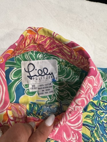 camicia lily Pulitzer taglia Xsmall oversize colorata manica lunga, copricostume spiaggia - Foto 5 di 9