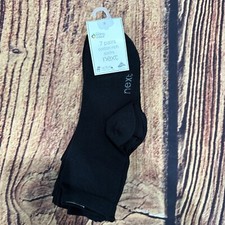 Next Unisex Kids 7-Pack Cotton Rich Black Socks Size 12.5-3.5
