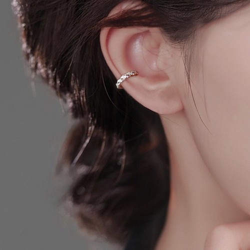 2Pcs No Pierced 925 Sterling Silver Plated CZ Clip Ear Cuff Earrings 3x12mm S1 - 第 5/5 張圖片