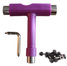 Skateboard Hardware With 8 PCS Bolts Set and Skate T Tool for Skateboard Purple