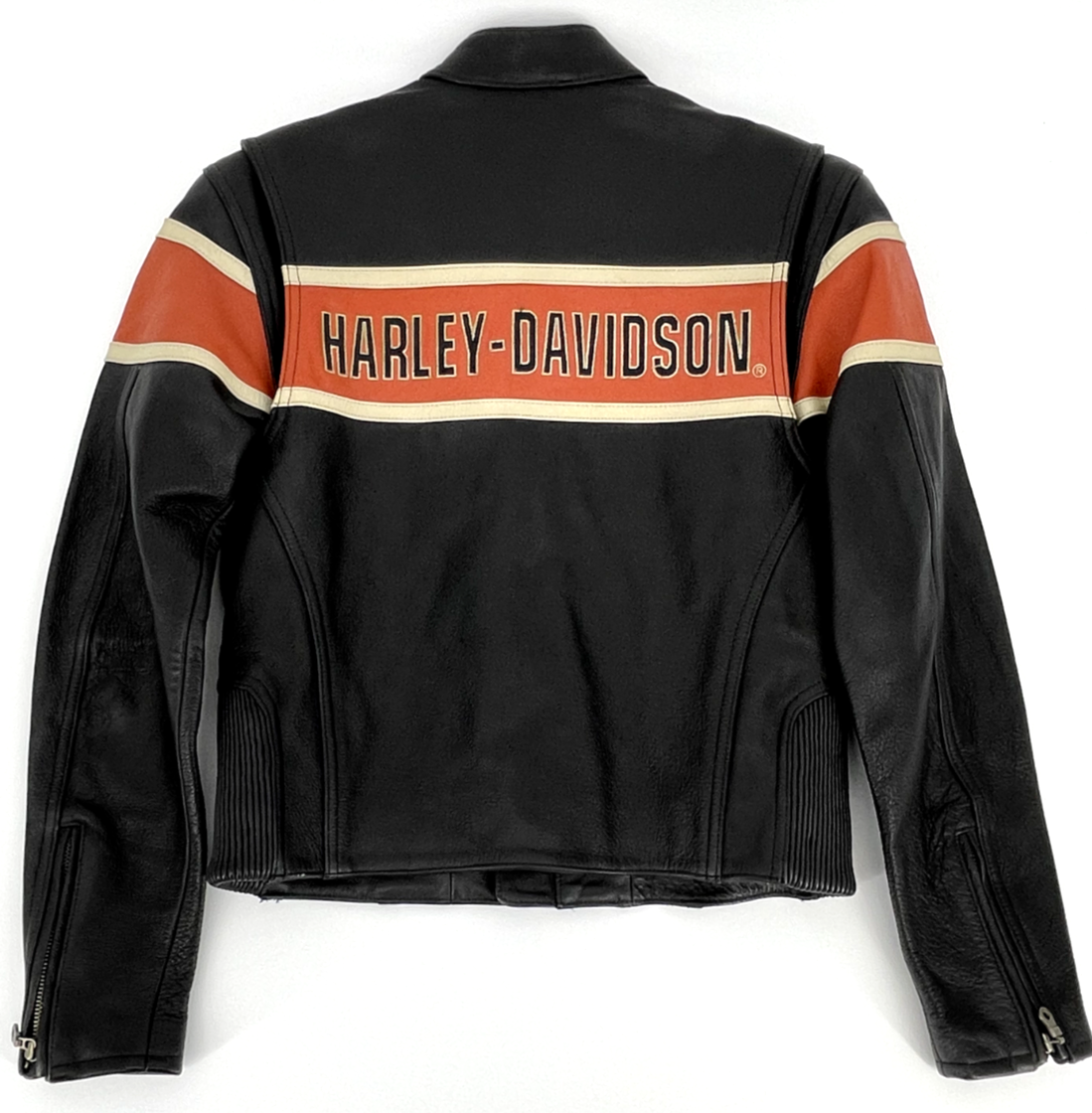 Harley Davidson Womens VICTORY LANE Leather Jacket Orange