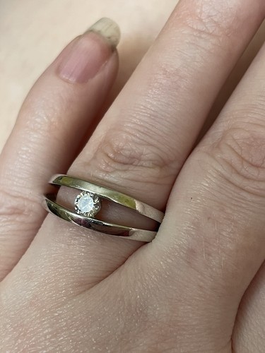 925 Sterling Silver Vintage Unusual DQCZ Diamonique Solitaire Ring Size M 1/2 4g - Picture 19 of 24