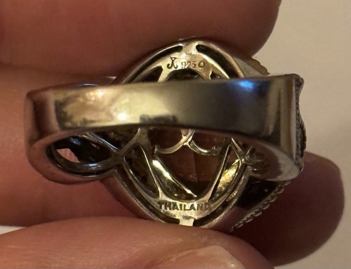 Judith Jack Sterling Silver 925 Cushion Cut Citrine & Marcasite Ring Size 9 - Picture 6 of 7