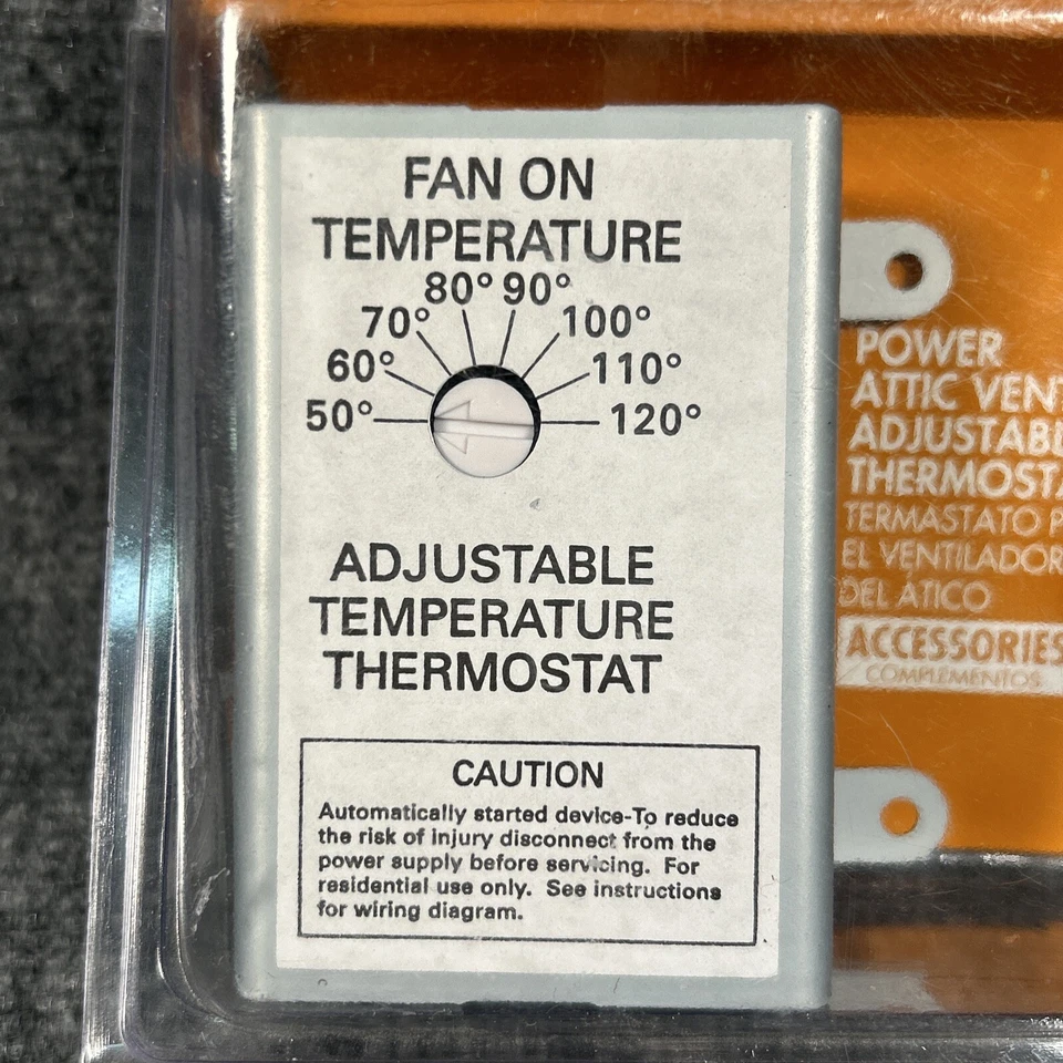 Termostato de temperatura ajustable Air Vent Inc. 58033 Power Attic Vent TCTLTODM Foto 3 de 4