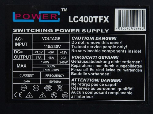 LC400TFX V2.31 LC POWER LC400TFX V2.31, 350 W. - Photo 3/9