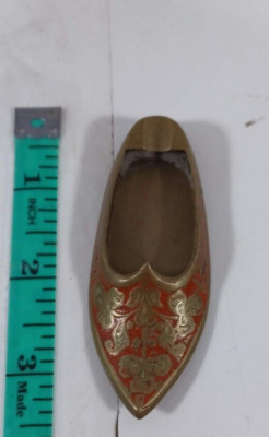 Collectible antique  miniature 3 inch brass oriental style shoe very good