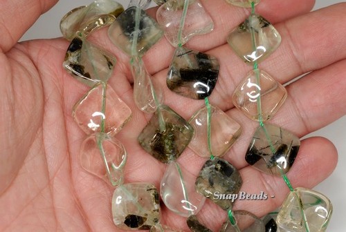 18 MM PREHNIT EDELSTEIN GEDREHT DIAMANT LOSE PERLEN 7 Zoll - Bild 3 von 3