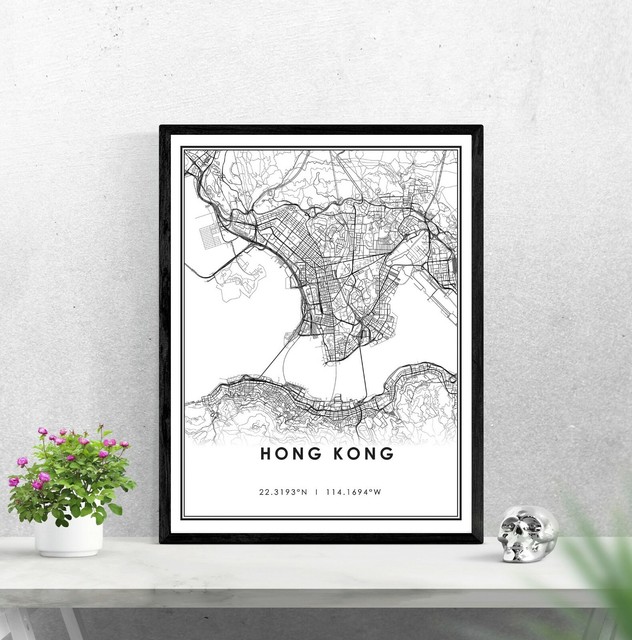 Hong Kong Map Print | Wall Art Poster | City Maps Artwork | Map Gifts