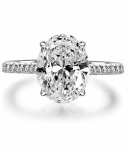 Authentic 18k White Gold Plated Large 7.00 CTTW Oval Cut Engagement Ring Sizes 6 - 9