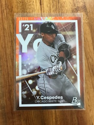 Yoelqui Cespedes - /25 - ORANGE - 2021 Bowman Sterling PE-4 Precious Elements SP