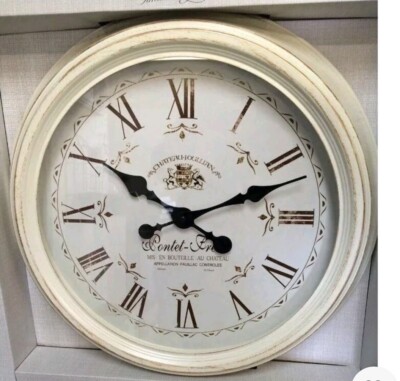GROSSE RUNDE FRANZÖSISCHE BAHNHOF WANDUHR DISTRESSED RÖMISCHE ZIFFERN METALLRAHMEN UHR