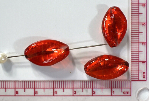 Cuentas de cuentas de vidrio de Murano veneciano: 3 hojas de lámina naranja y dorada torcidas 22 mm (#9) - Imagen 6 de 6