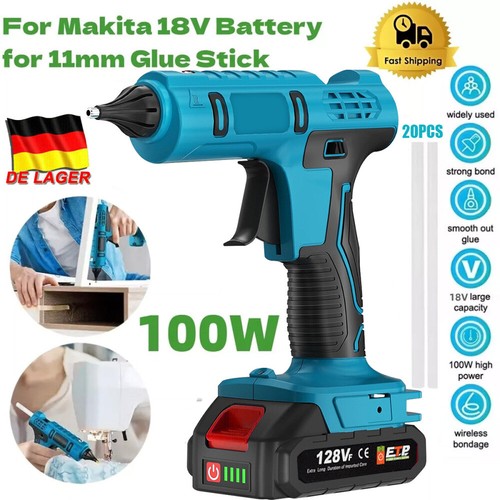 Akku Heißklebepistole Kabellos Klebepistole Mit 20x Klebestifte Für Makita 21V