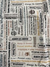 SMOKEY THE BEAR Cotton Quilt fabric 2019 Riley Blake Cream Park Signs Text 26x44