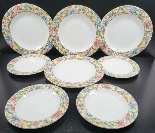 8 Pc Royal Doulton Jacobean Dinner Salad Plates Set Vintage Everyday Floral Lot - Picture 2 of 24