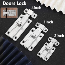 Lot Stainless Steel Latch Sliding Silver Doors Lock Keyless Door Bolt For Doors