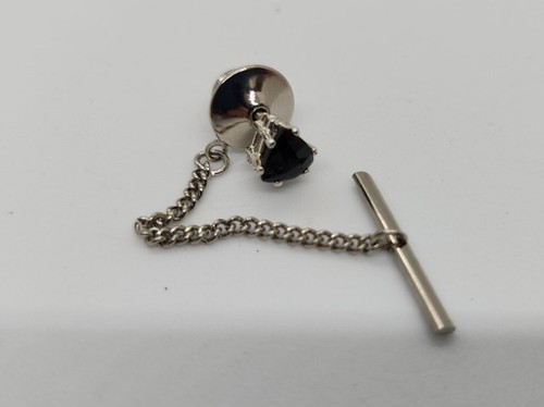 Black Spinel Tie Tack Trillion in Silver Men's 1.0 Ct Natural Gemsone - Bild 3 von 6