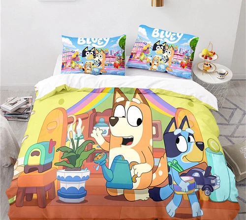 Bluey Set Copripiumino 3D 2/3pz Set Biancheria da Letto Federe Singolo Matrimoniale King Regali - Foto 9 di 31