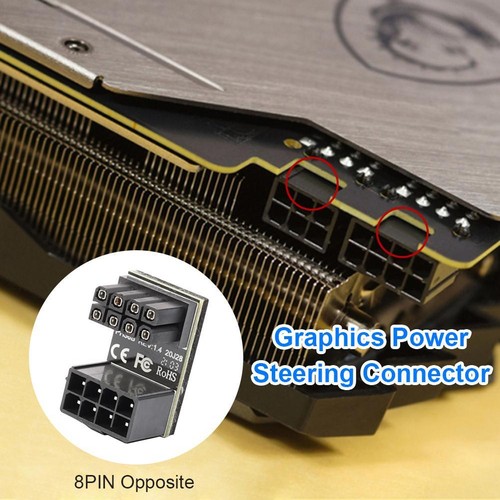 ATX 8 Pin Female to Male 180 Degree Down Angled Adapter for Graphics Card - Afbeelding 7 van 10