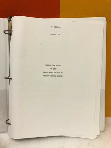 Hamco 327-0005-201 Model CC-2000 RC Silicon Crystal Grower Instruction Manual - Picture 3 of 3