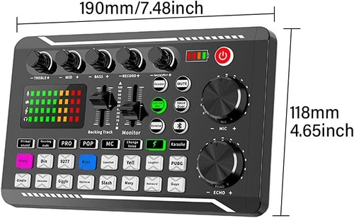 Scheda Audio Professionale Effetti Dj Mixer Podcast Live Audio Stereo Bluetooth - Foto 8 di 8