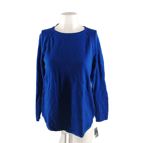 NWT KAREN SCOTT Basic Fall Raglan Sweater Petite MEDIUM Blue 100% Cotton