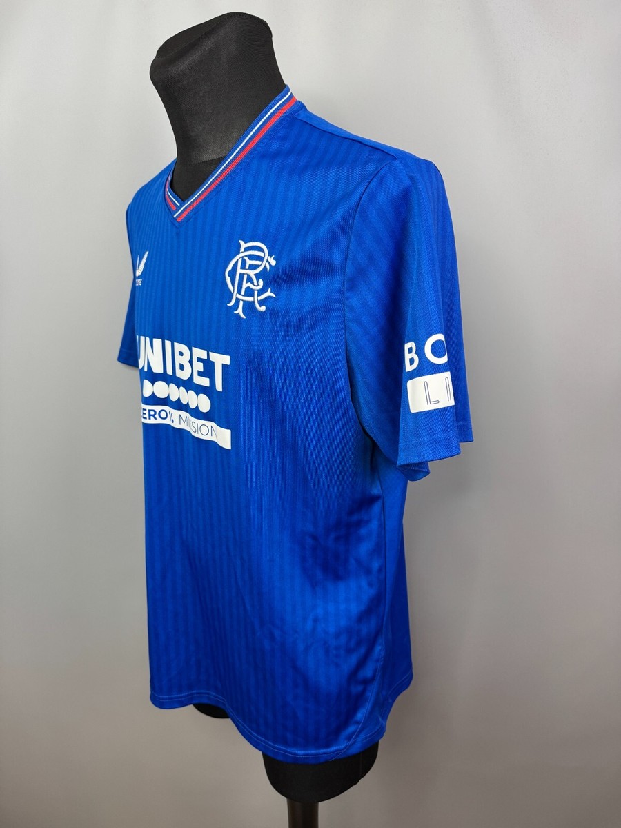 Castore Rangers FC Maillot de football pour homme 3ème 2023-24, bleu marine/orange, L