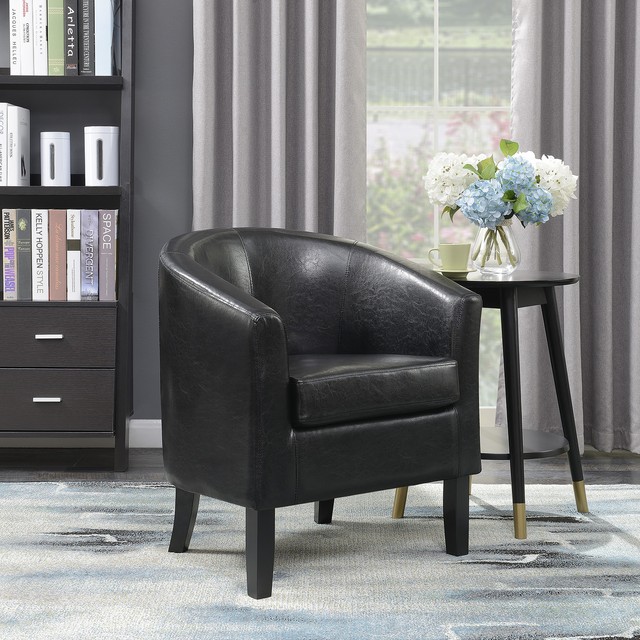 Modern Faux Leather Settee Bench Couch Cushions Gray Living Room