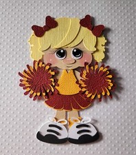Cheerleader Standing Blonde Hair Red/Gold. Scrapbook, Card Making Paper Piecing