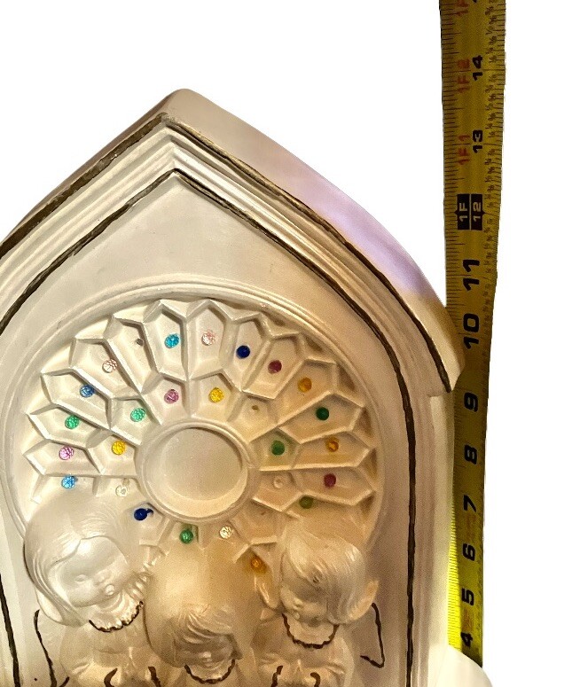 VINTAGE BYRON MOLDS 1978 CERAMIC 3 ANGELS AT CHURCH STAINED GLASS SEE DESC 