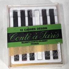 Vintage Conte’ a Paris 12 Carres Dessin Small Pastels Crayons 2461 NOS Sealed