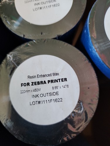 Zebra Print Thermal Transfer Wax Ribbon Roll - 220mm X 450m - Picture 2 of 3
