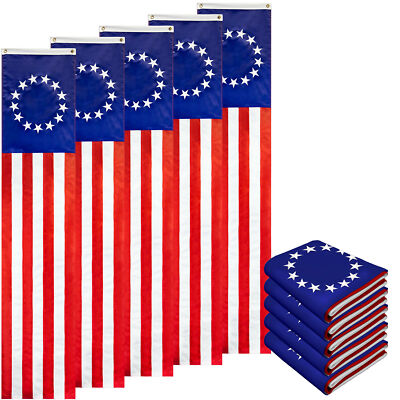 Betsy Ross Pull Down Flag 1.67x8FT 5-Pack Embroidered Polyester By G128