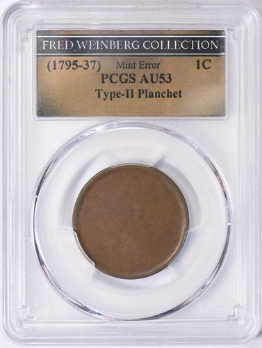 1795-1837 PCGS AU5Type 2 Large Cent Blank Planchet Very Rare 180 YearOld Error