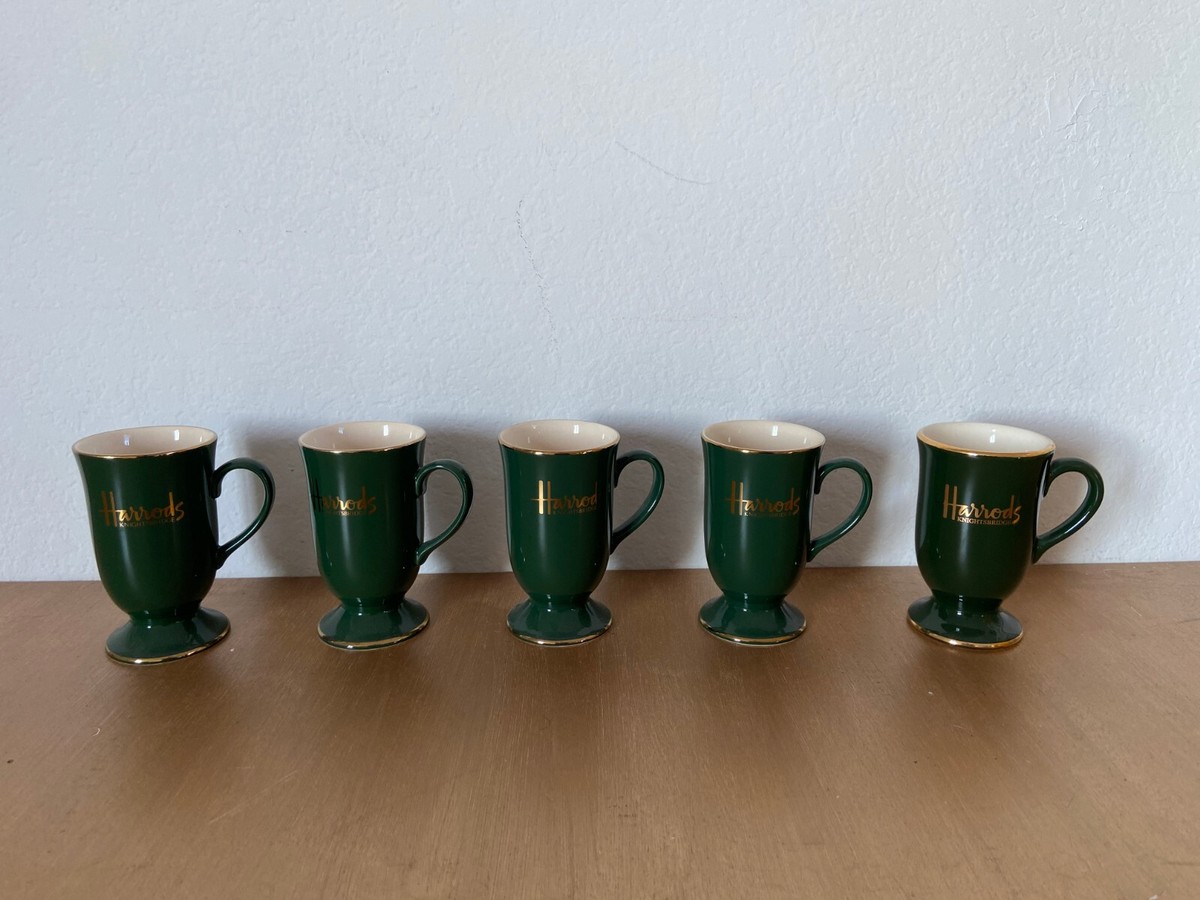 Harrods Knightsbridge Classic Green and Gold Porcelain Footed Tea