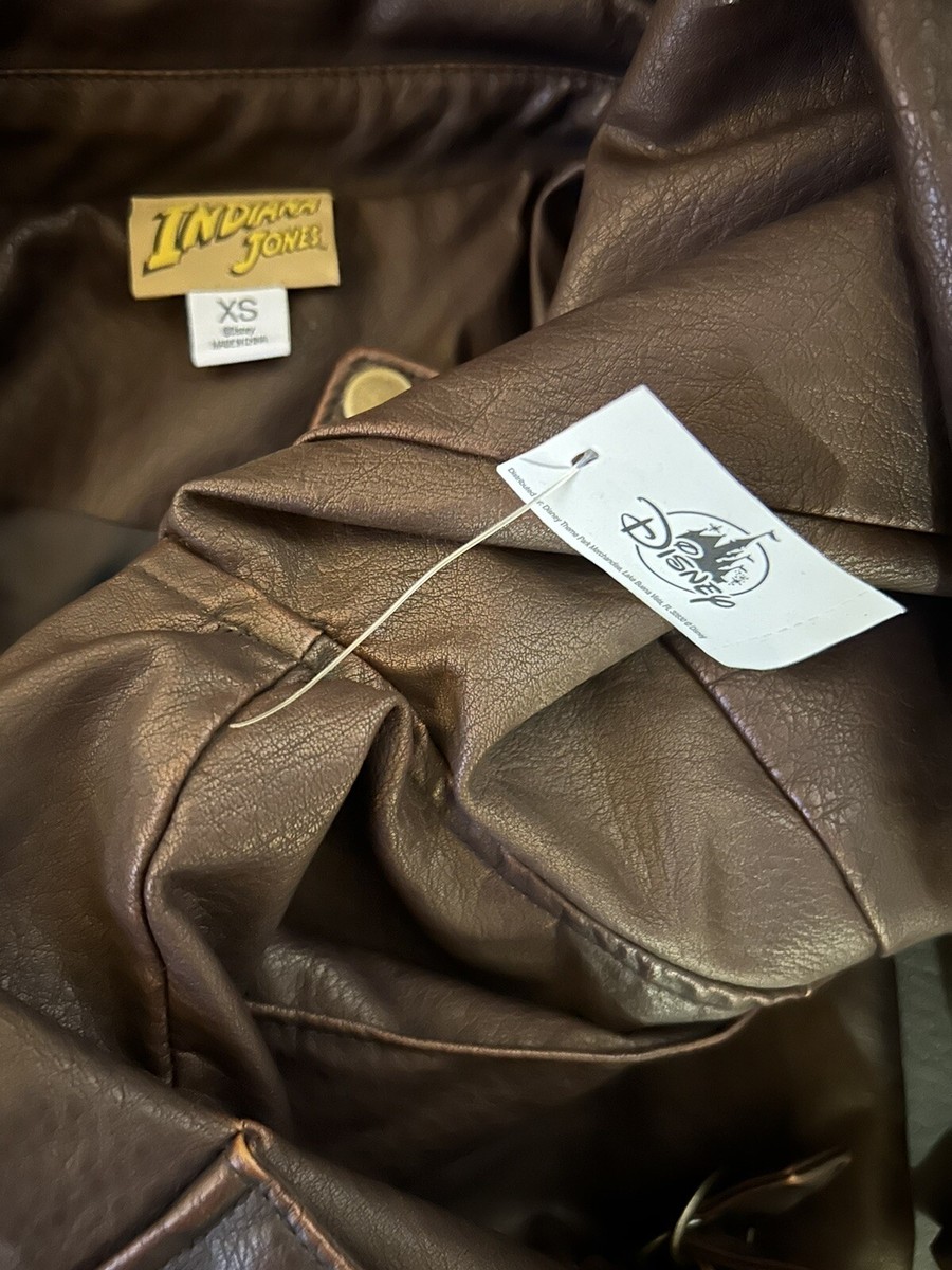 New Disney Indiana Jones PU Leather Jacket XS Snap Buttons +