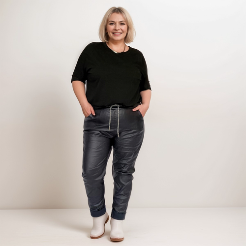 ROCKTHOSECURVES MUJER IMITACIÓN CUERO PANTALONES ELÁSTICOS TALLA GRANDE + BOLSILLOS - Imagen 8 de 18