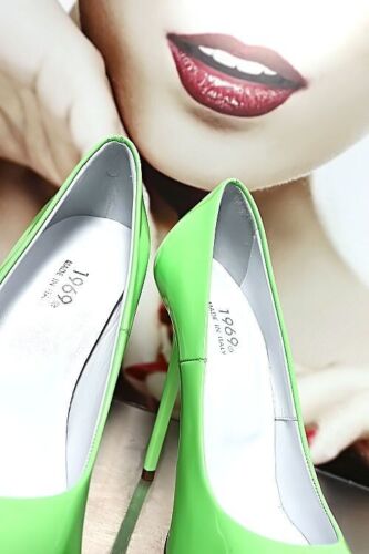 1969 Made in Italy High Heels Iconic Pointy Leather Pumps Verdino 36 - Bild 7 von 10