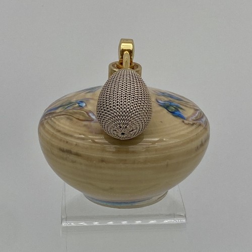 ELEGANT CERAMIC PERFUME BOTTLE IRIS FLOWERS ATOMIZER HANDMADE ARTIST SIGNED - Picture 8 of 16