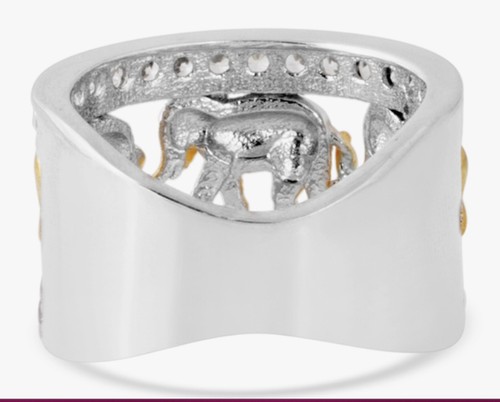 Elanza Elephant Ring in Two Tone Rhodium and Gold Plated Sterling Silver - Picture 5 of 7